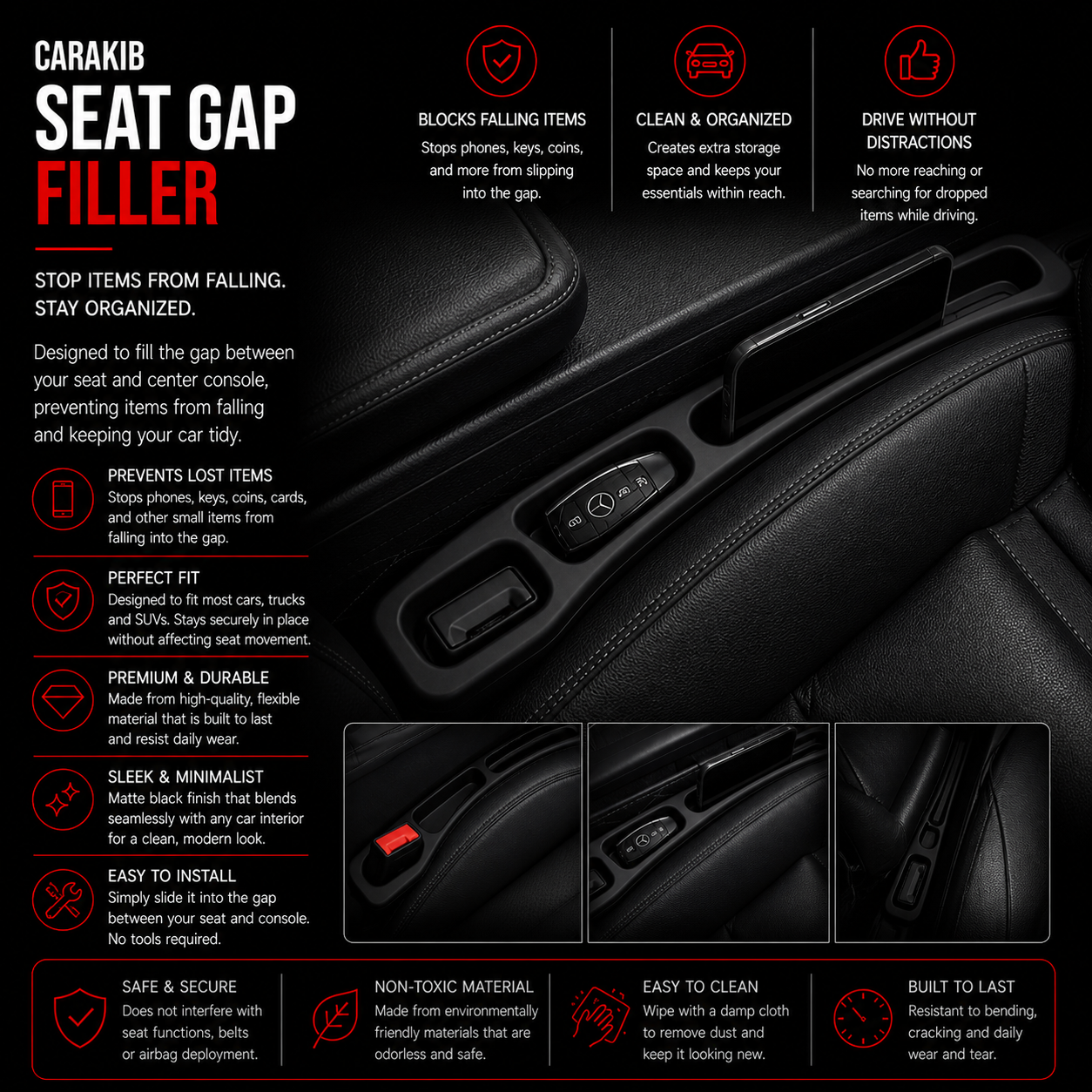 Car Seat Gap Filler – Stop Items Falling